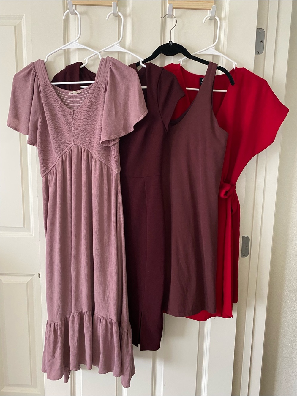 Assorted Women's Dresses in Mauve, Burgundy & Red